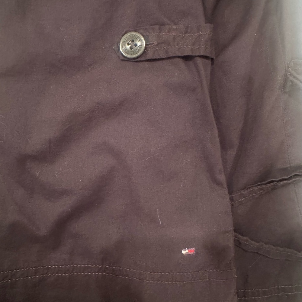Vintage Tommy Hilfiger Black SS Blouse Back Toe Button Details Sz M Biker - Picture 8 of 10